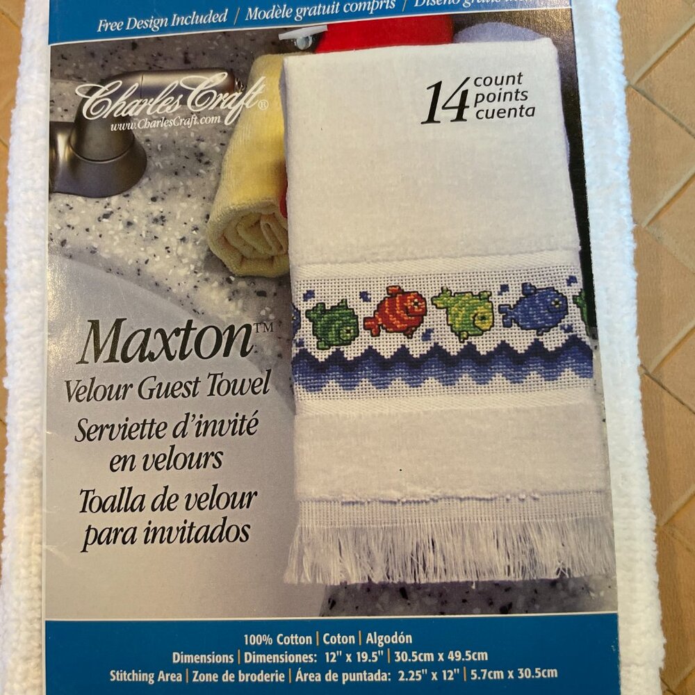 Charles Craft Maxton Velour Guest Towel for Counted Cross Stitch White